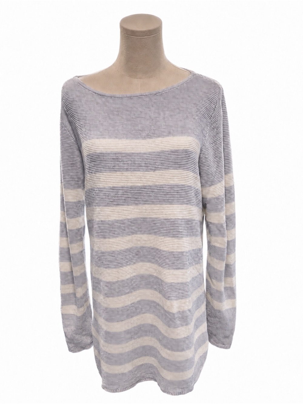 J. Jill Gray and Ivory Striped Tunic Sweater — Size Large